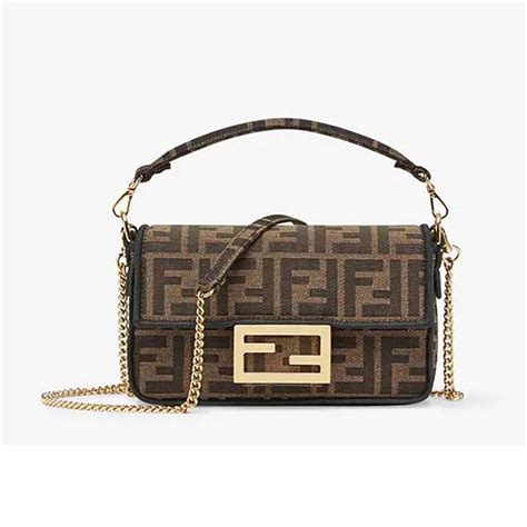 fendi mini baguette brown fabric bag|fendi flat baguette crossbody bag.